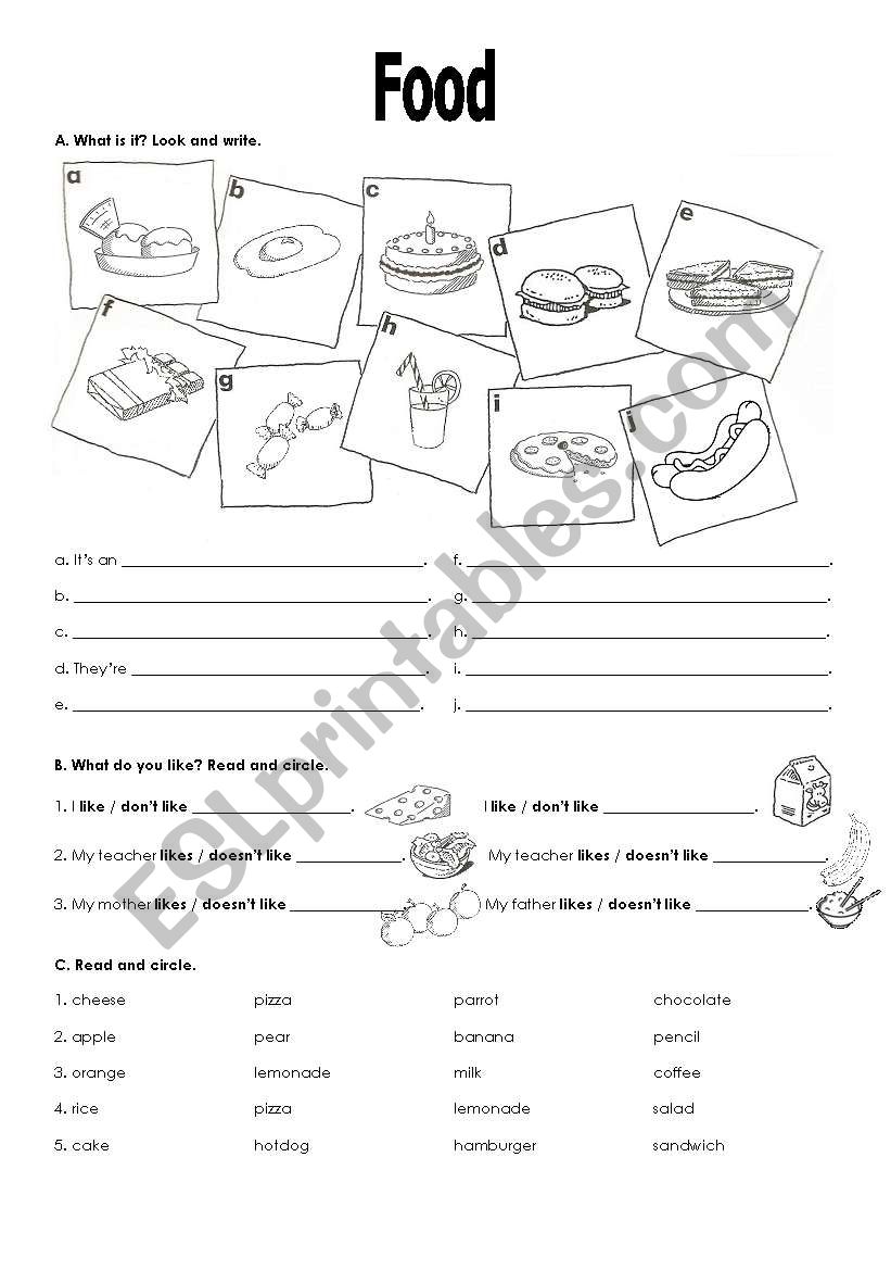 Food worksheet