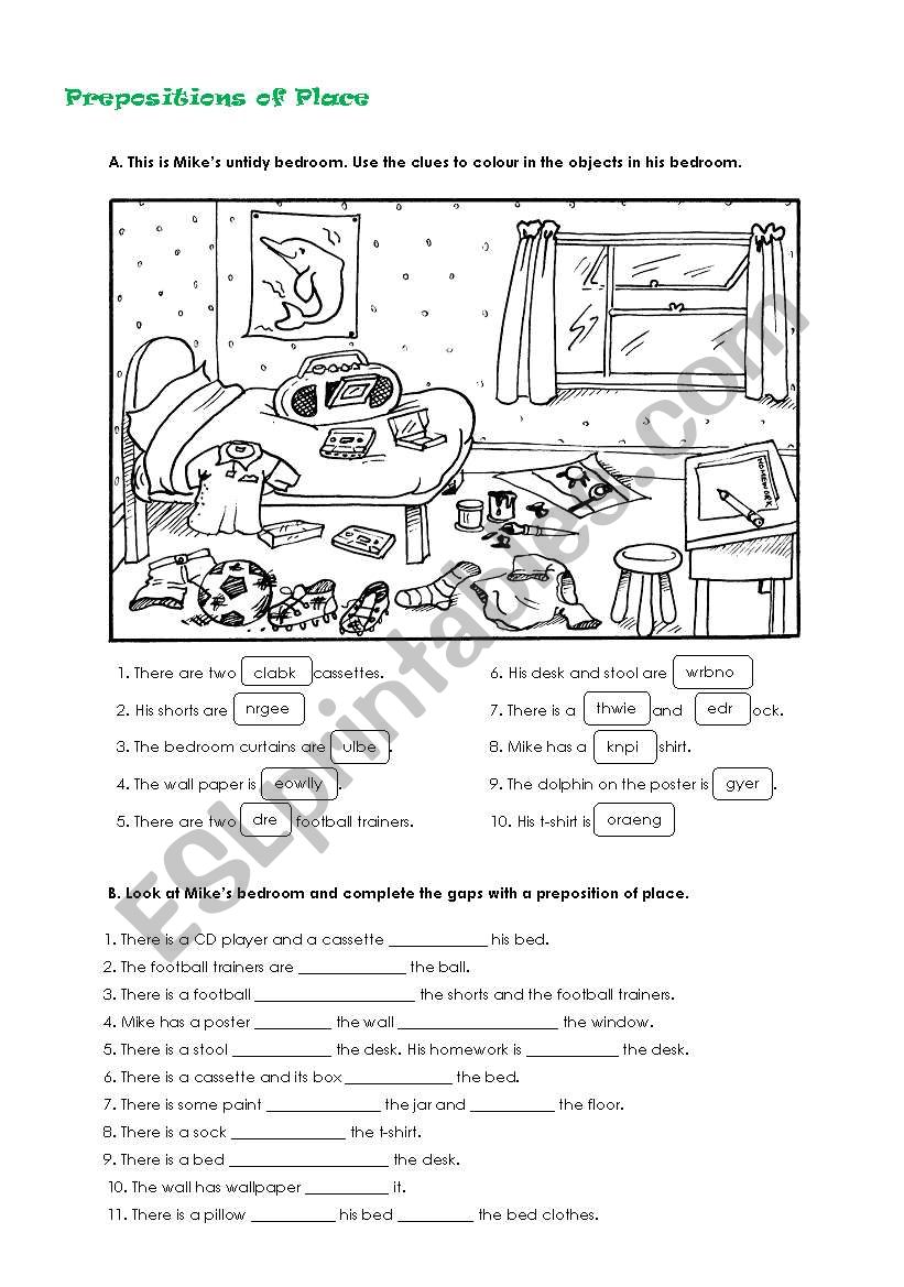 Prepositions of Place worksheet