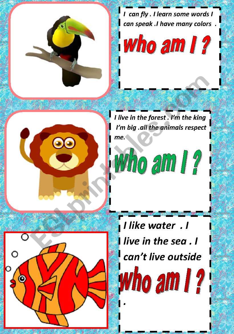 who am I ? worksheet