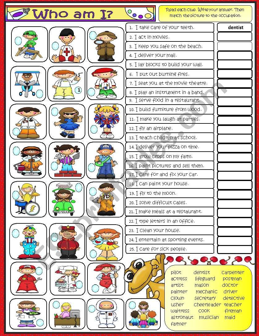 Who am I? Editable worksheet