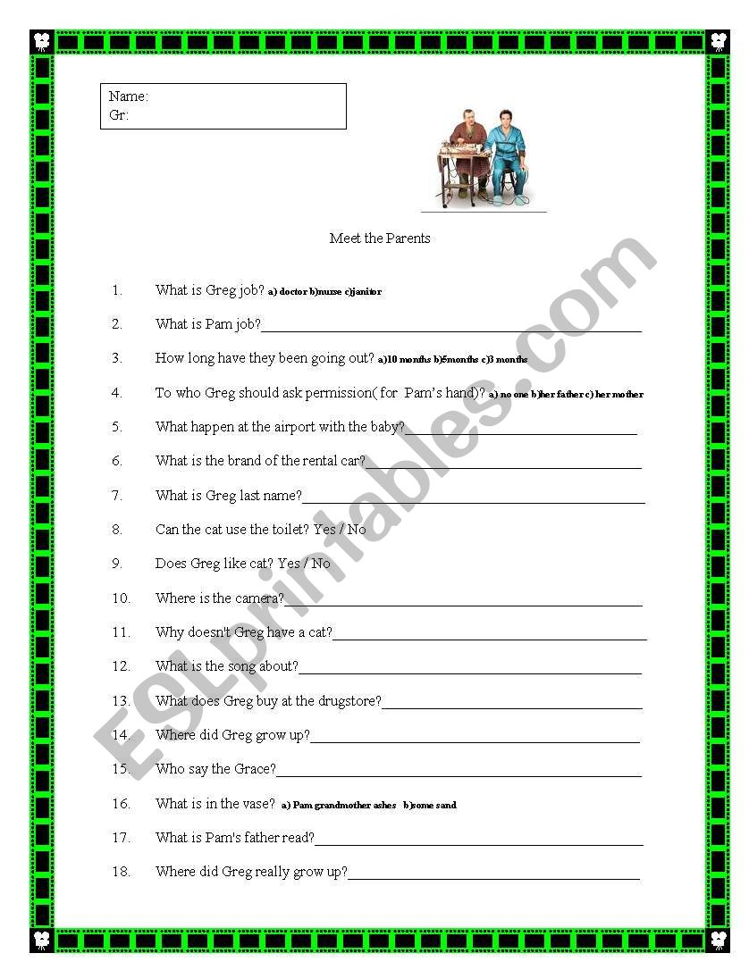 Meet the Parents worksheet