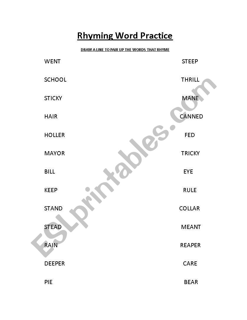 RHYMING WORDS worksheet