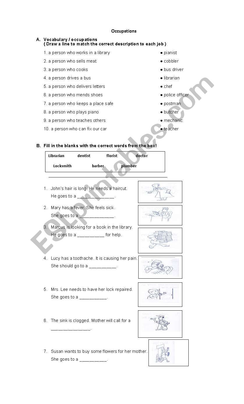 occupations worksheet