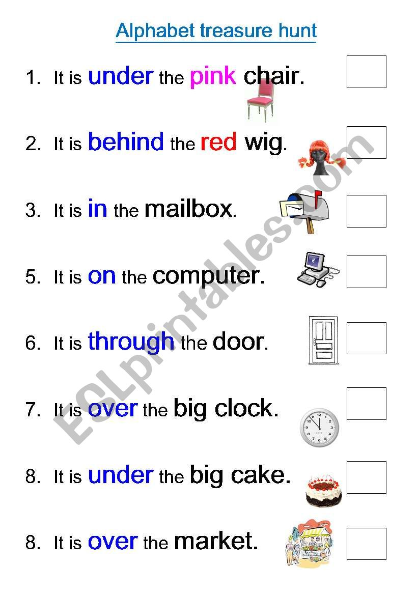 Alphabet treasure hunt worksheet