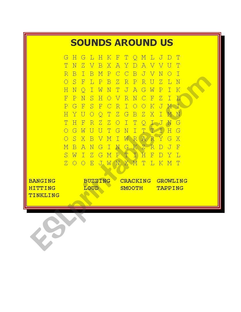 SOUNDS AROUND YOU word search worksheet