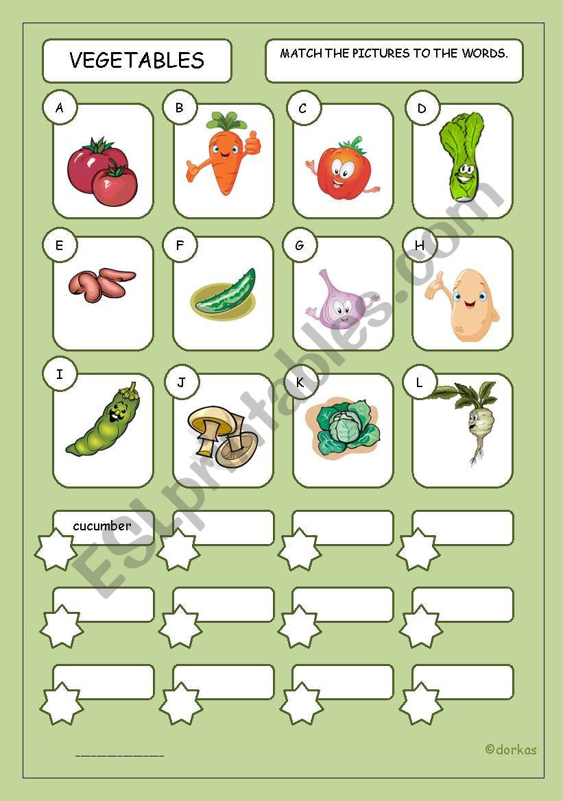 Vegetables worksheet