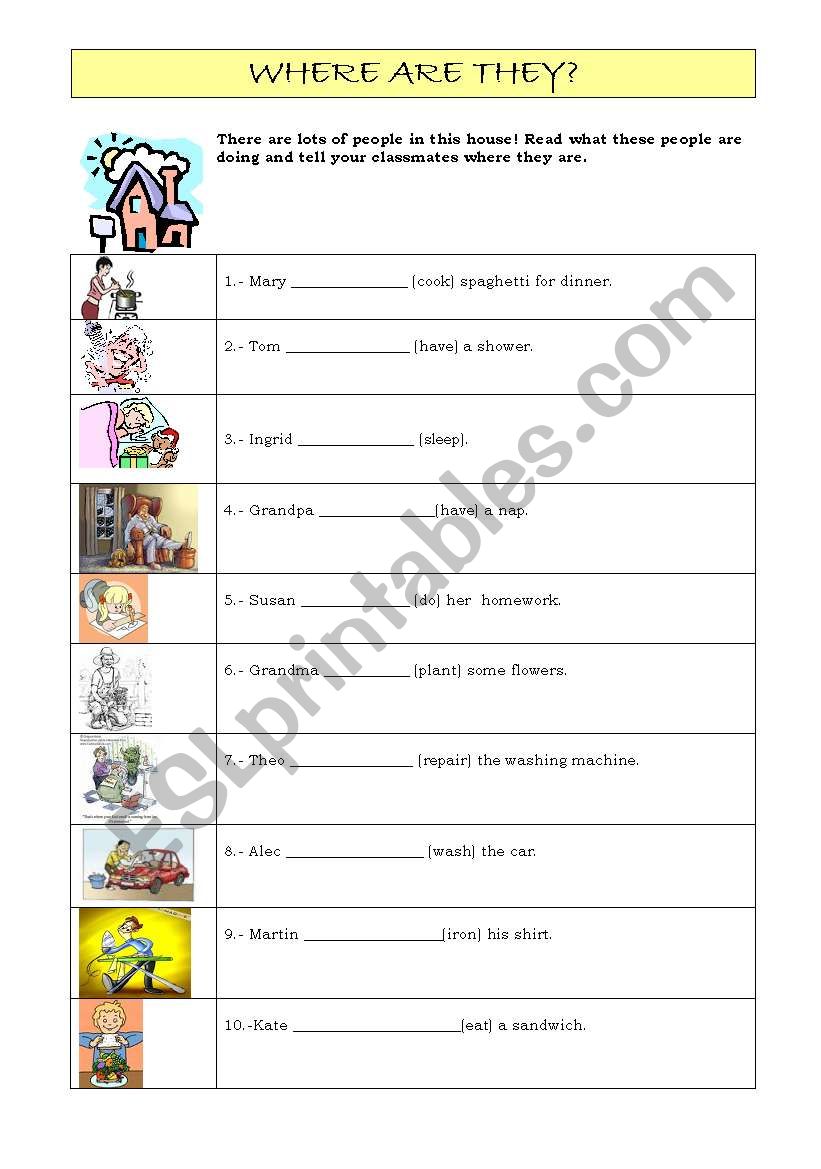 Where are they? worksheet