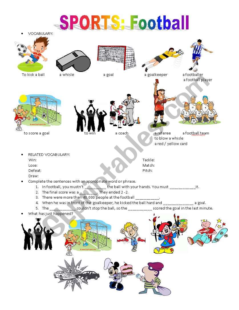 Football vocabulary worksheet