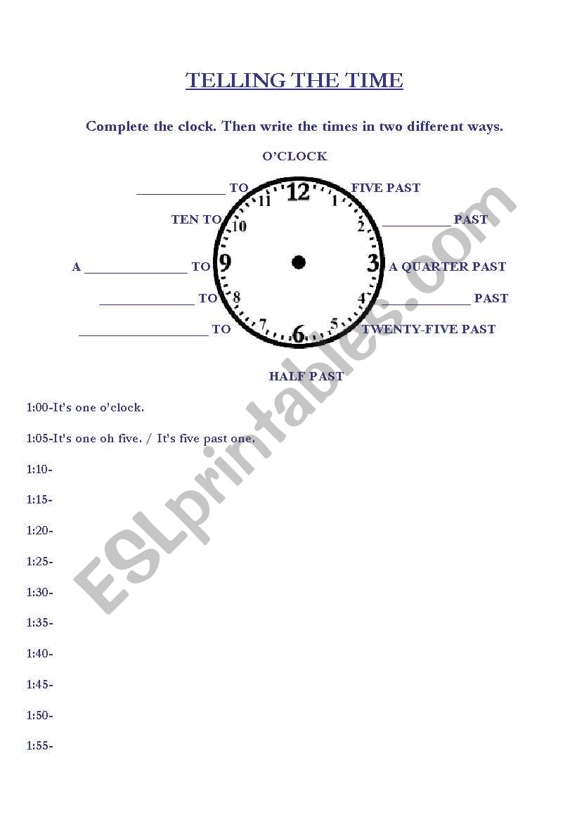 TIME worksheet