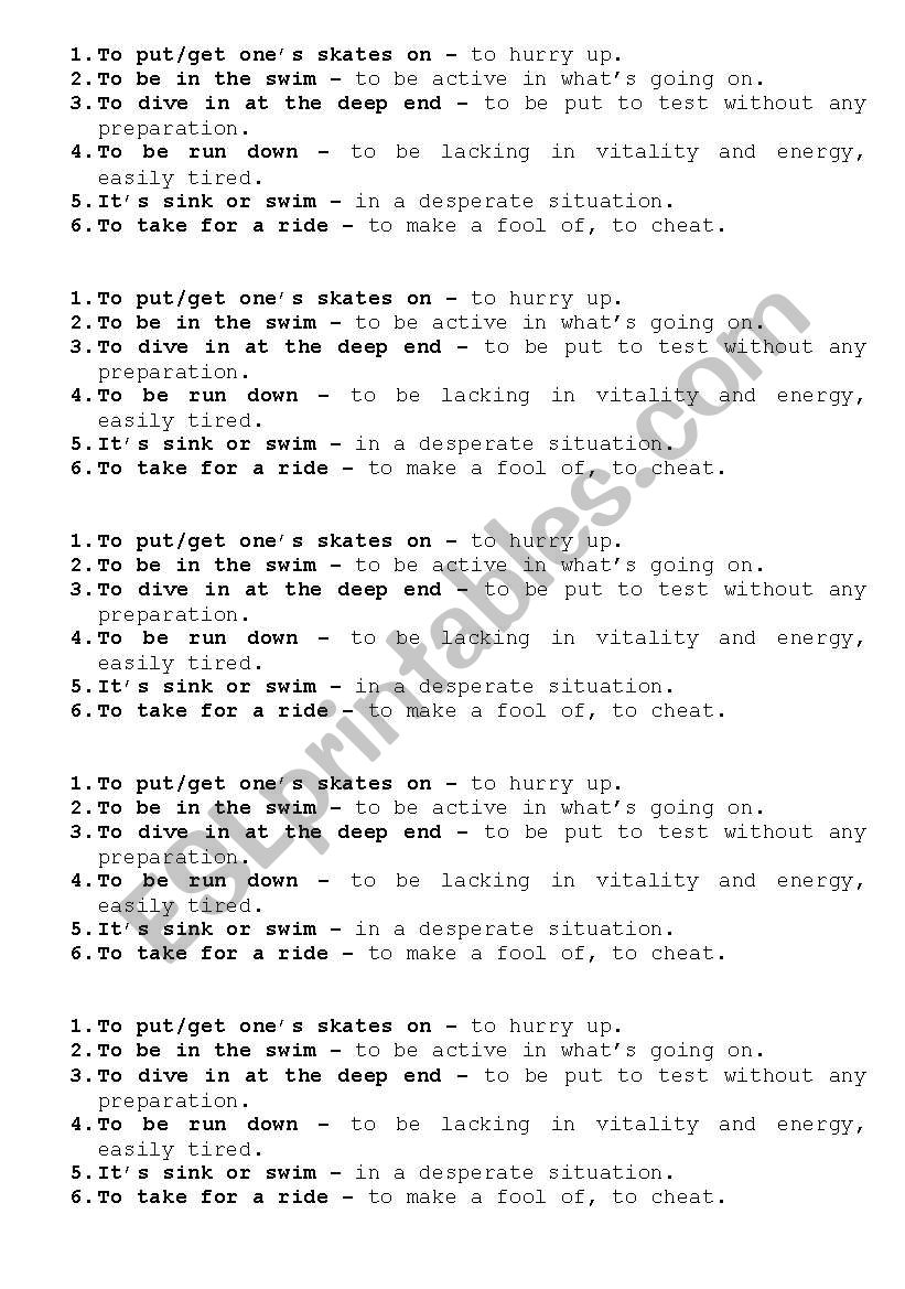 Idioms Sports-2 REUPLOADED worksheet