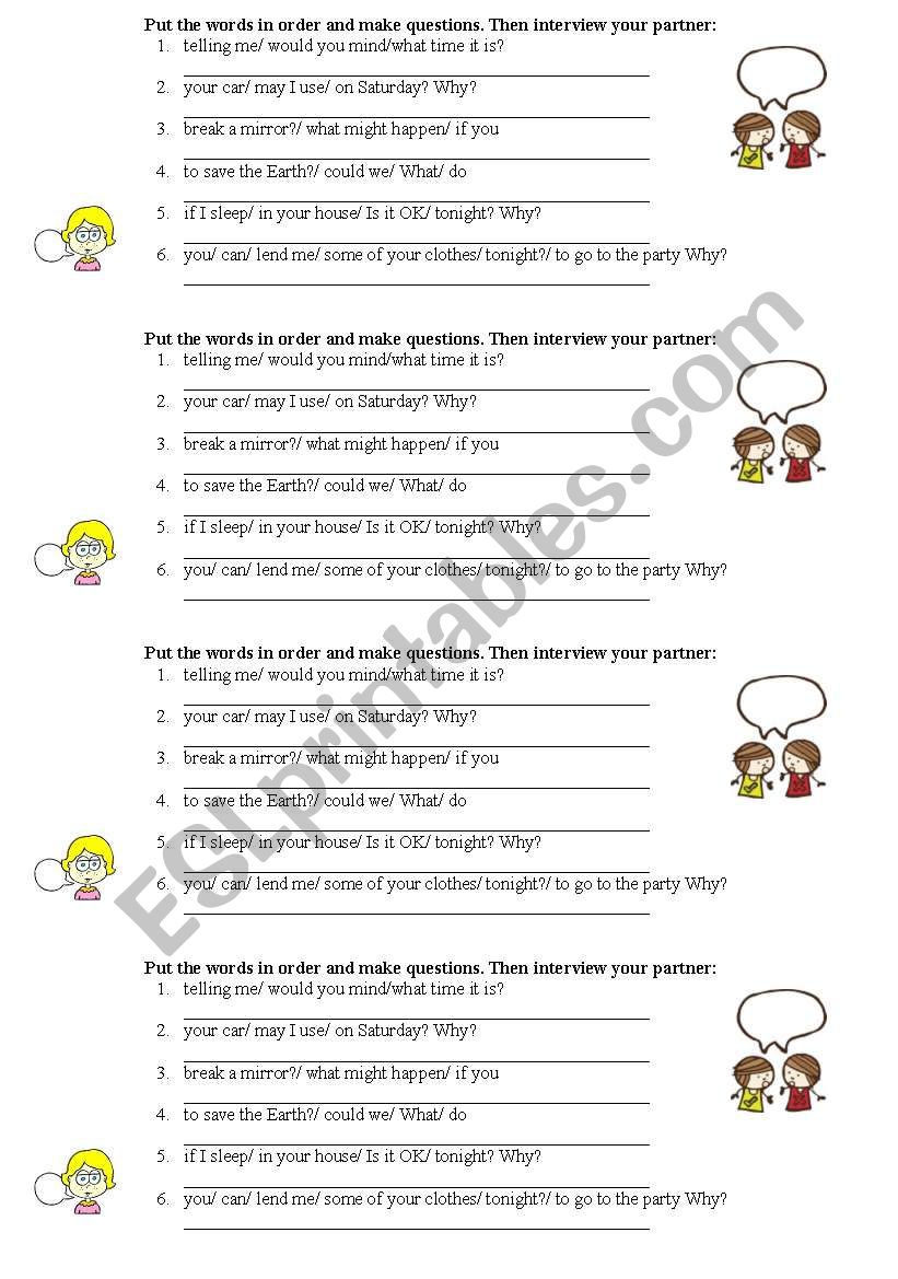 Modals and Expressions Activity: Can, Could, May, Might, Would you mind, Is it OK if I...