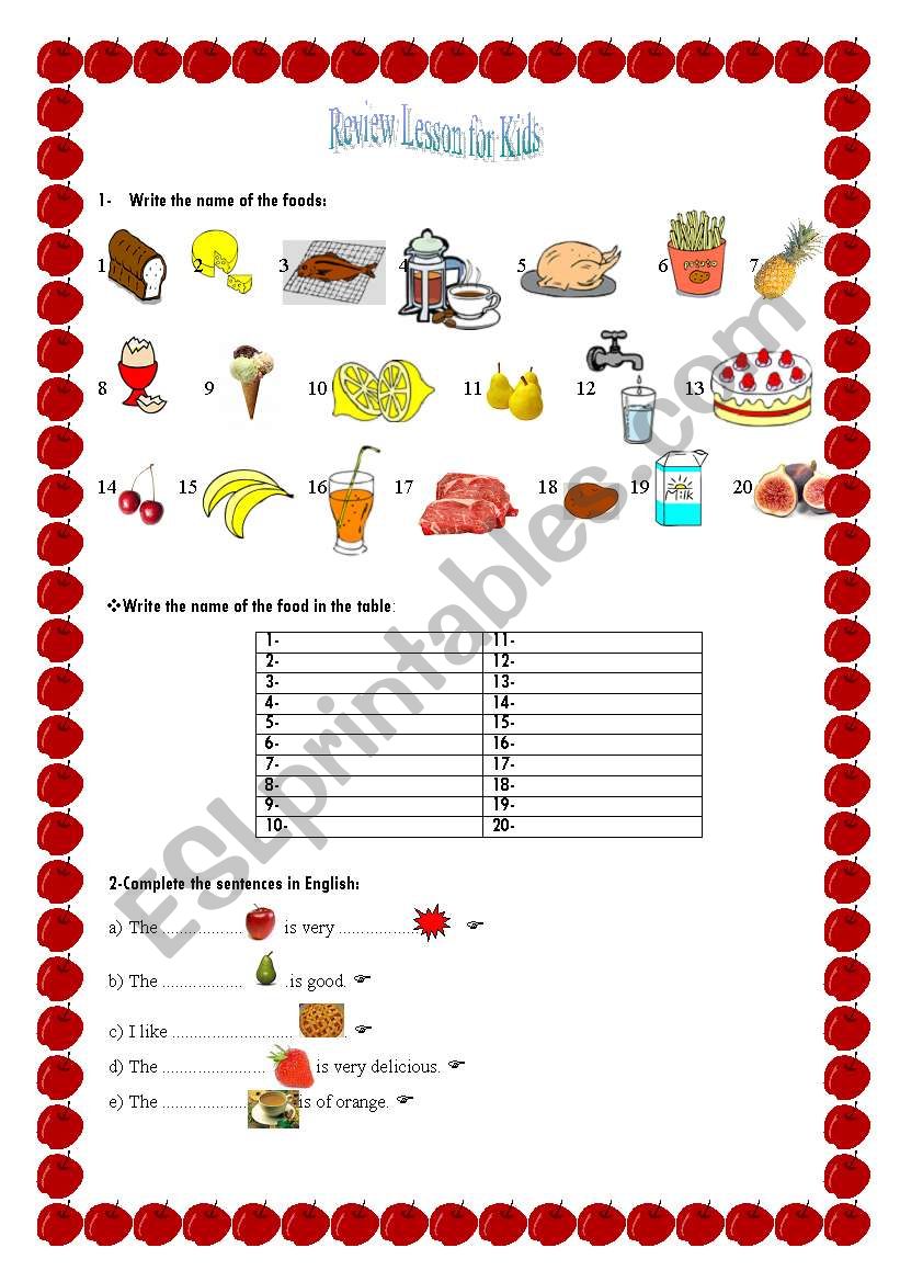 Review Lesson for Kids worksheet