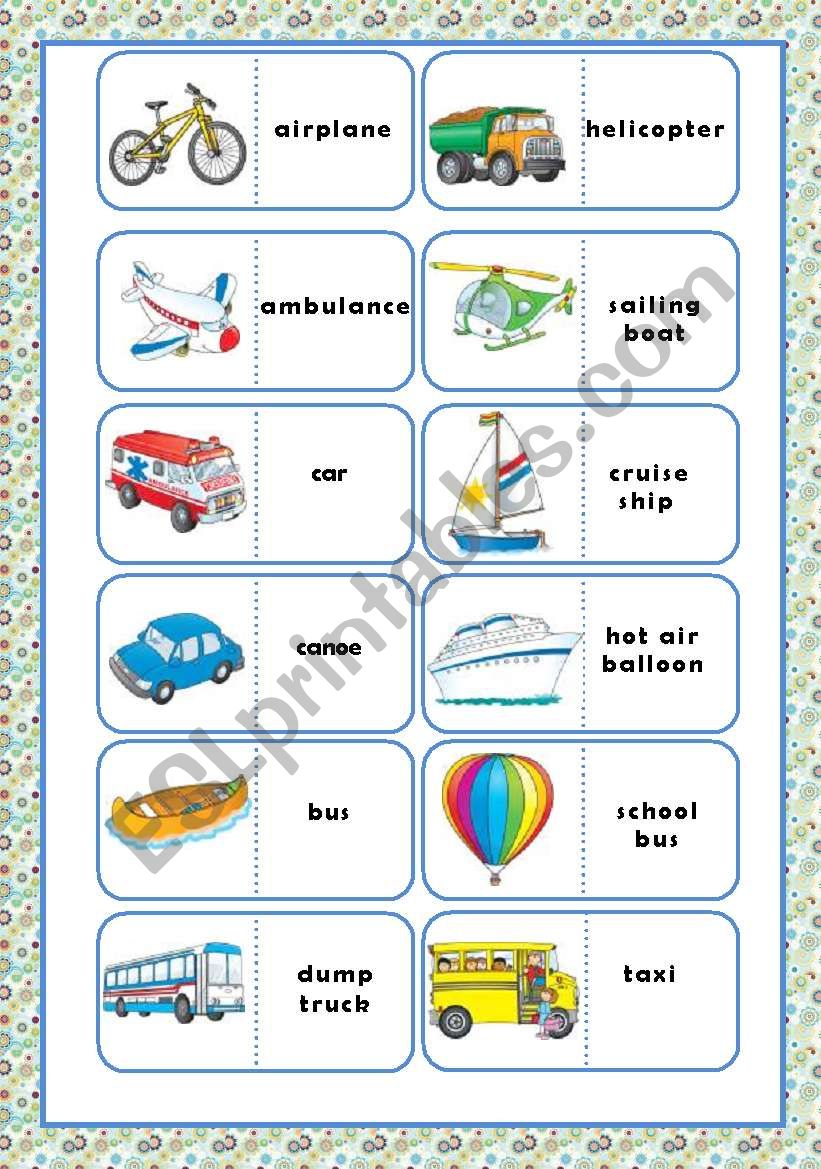 TRANSPORT DOMINOES worksheet