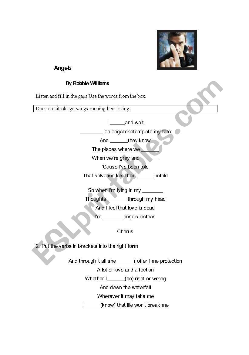 Angels worksheet