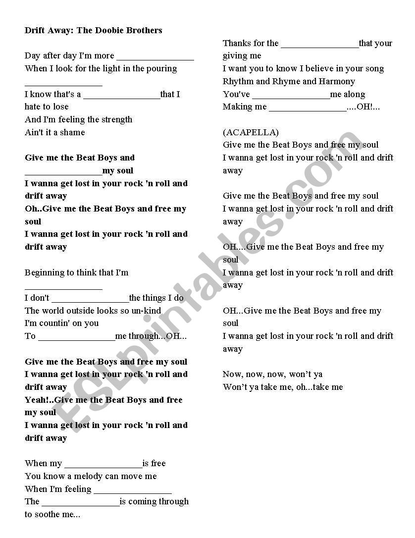 Drift Away: Song worksheet