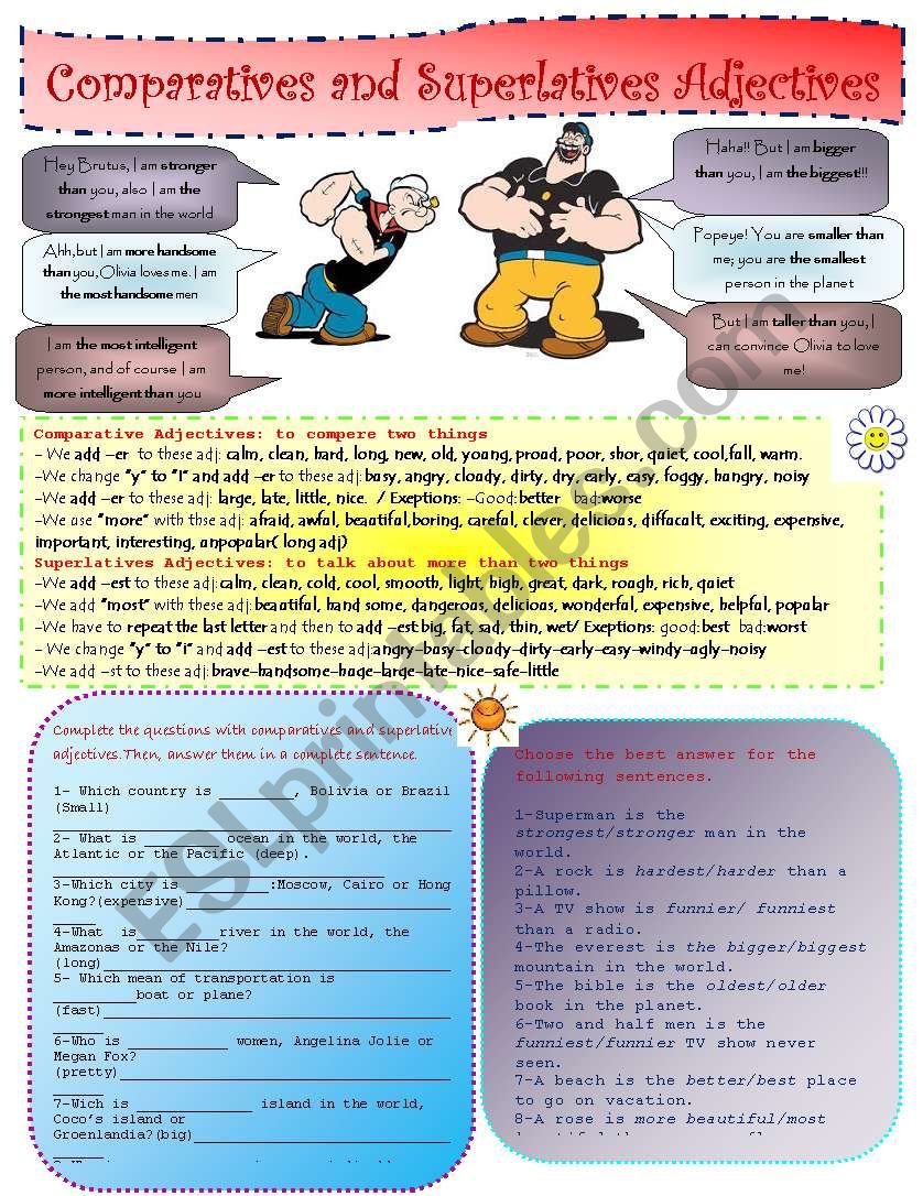 Superlatives and Comparatives worksheet