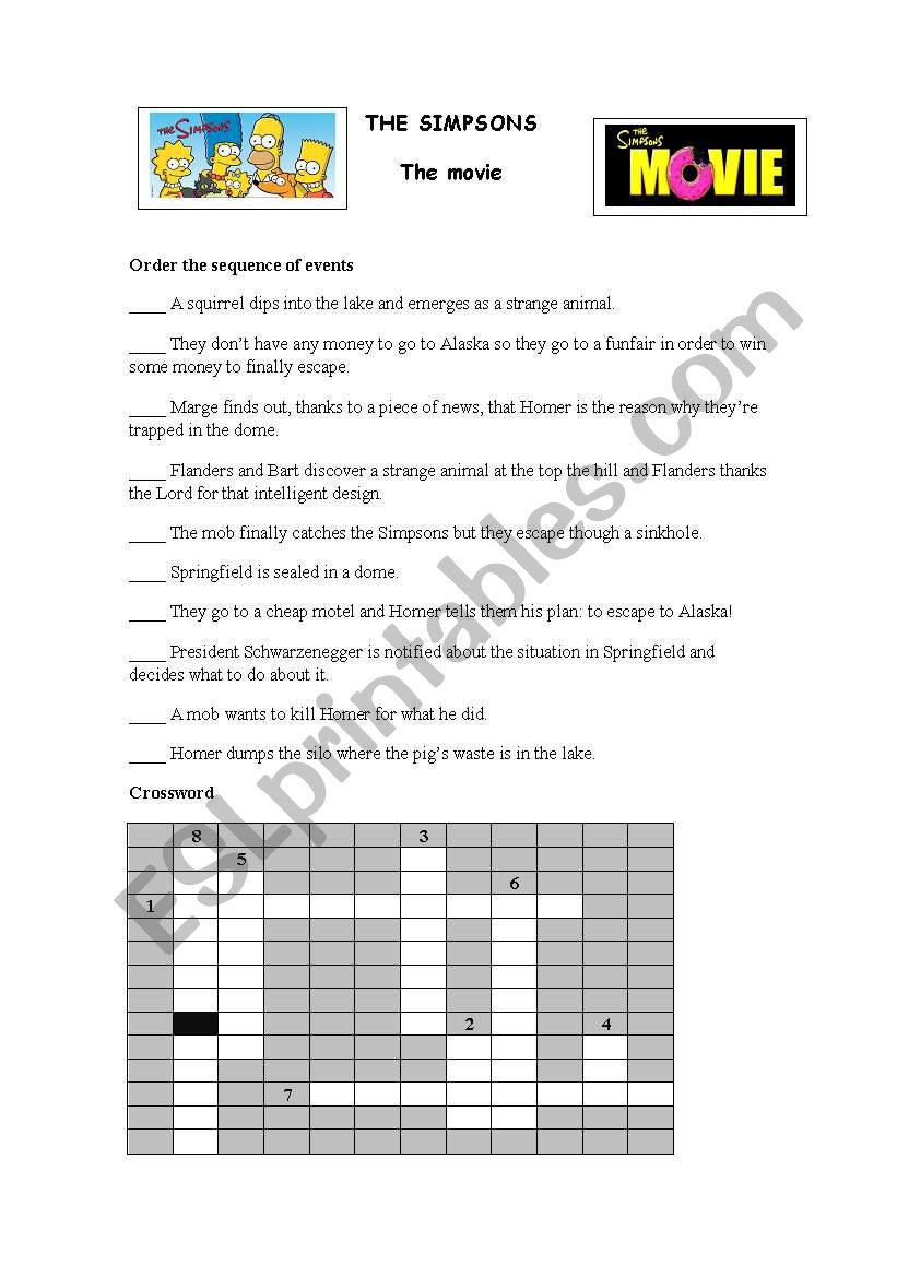 The Simpsons: The Movie worksheet