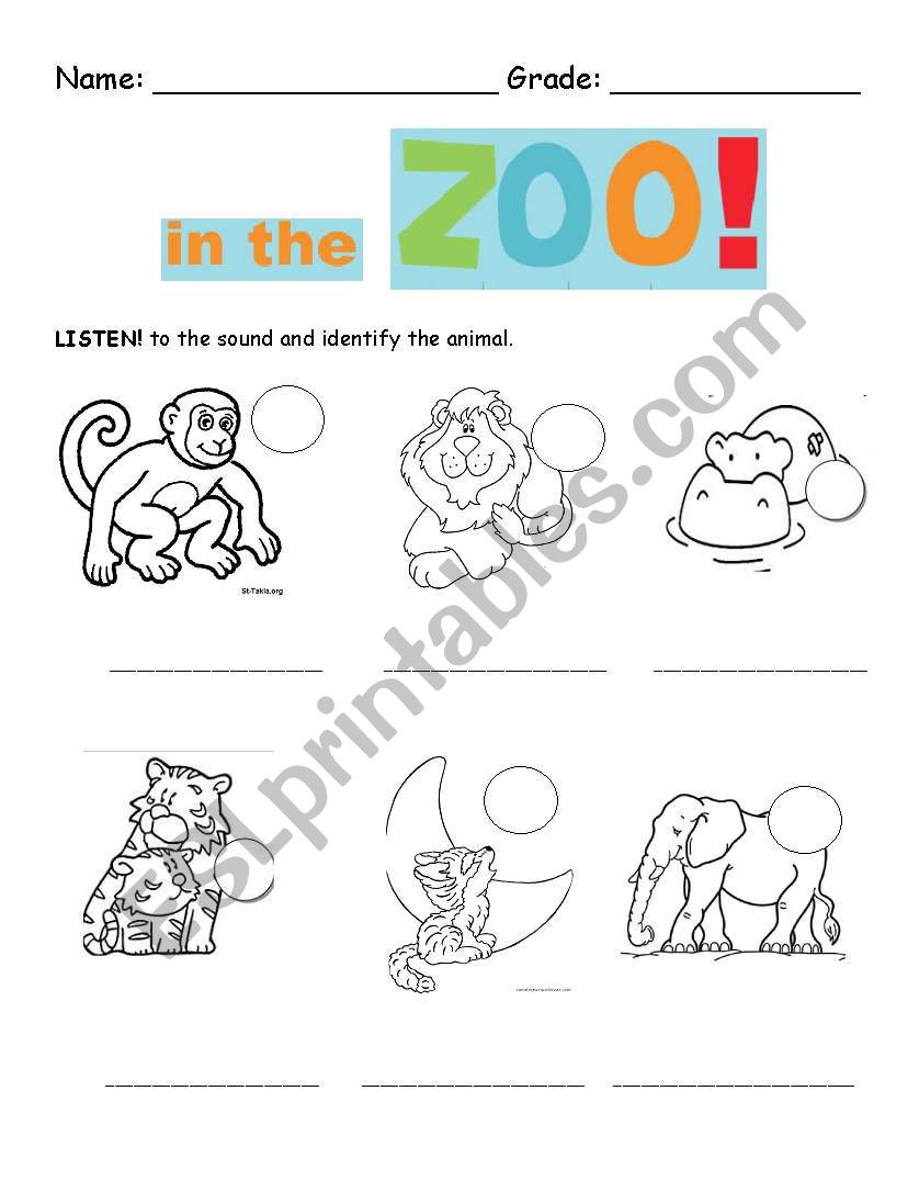 In the zoo worksheet