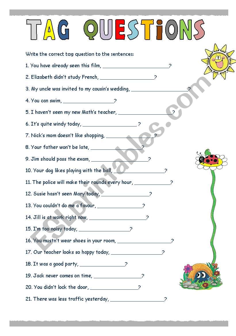 TAG QUESTIONS (Reuploaded!) worksheet