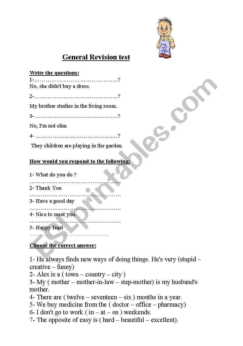 General revision worksheet