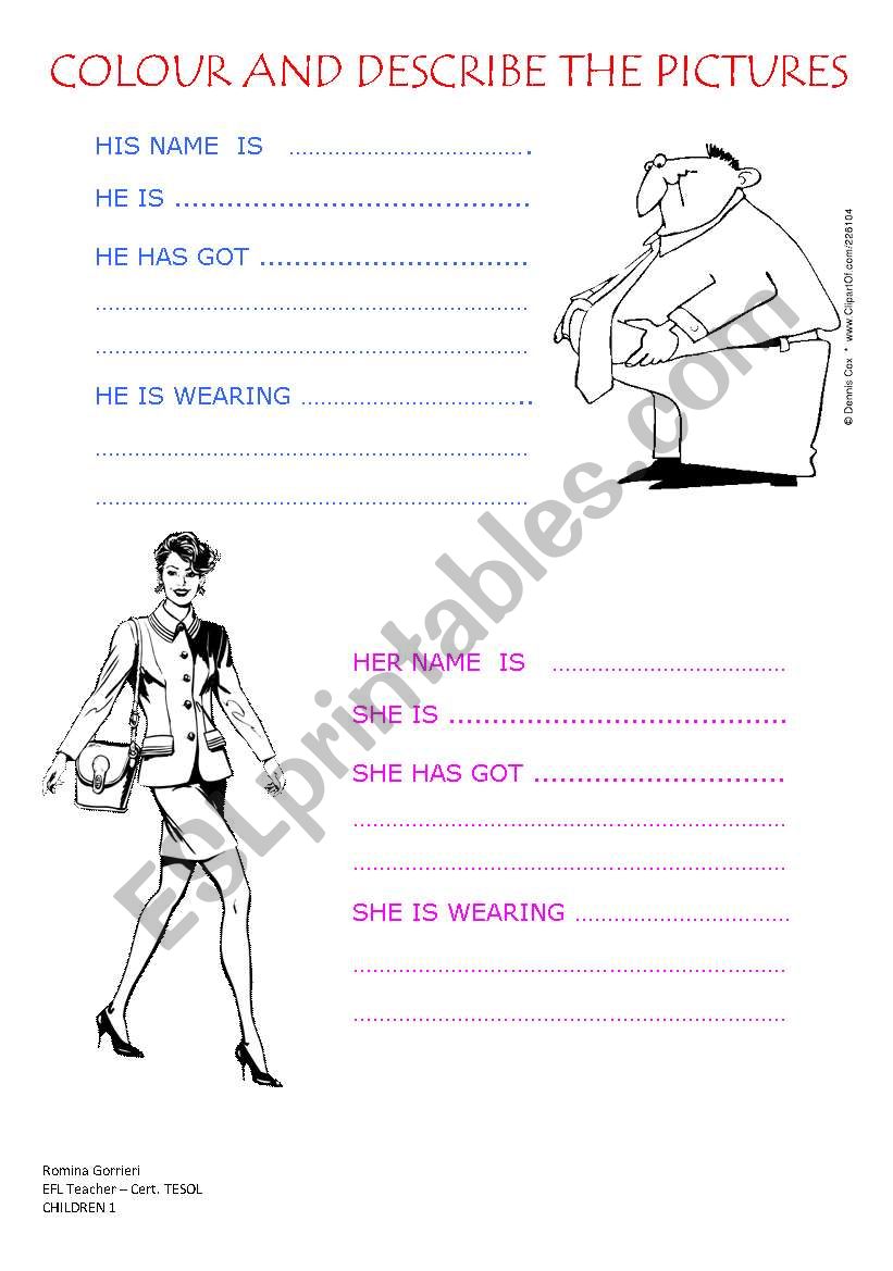 Describing people worksheet