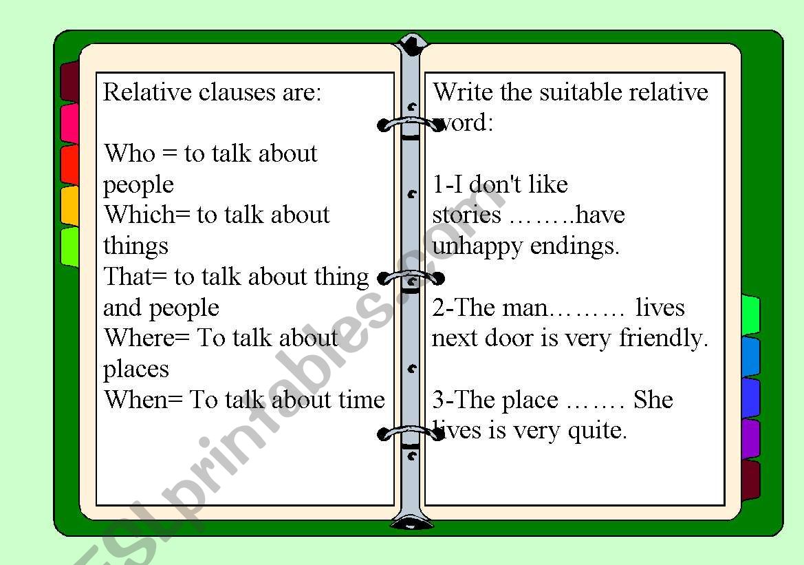 relative clause worksheet