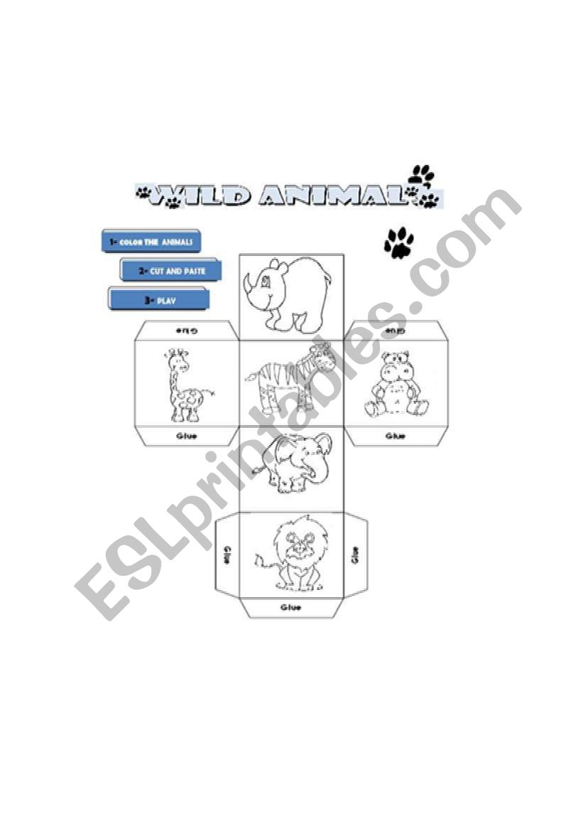 wild animal dice worksheet