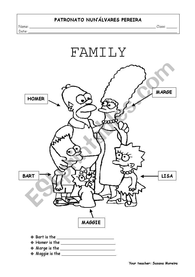 The Simpsons family worksheet