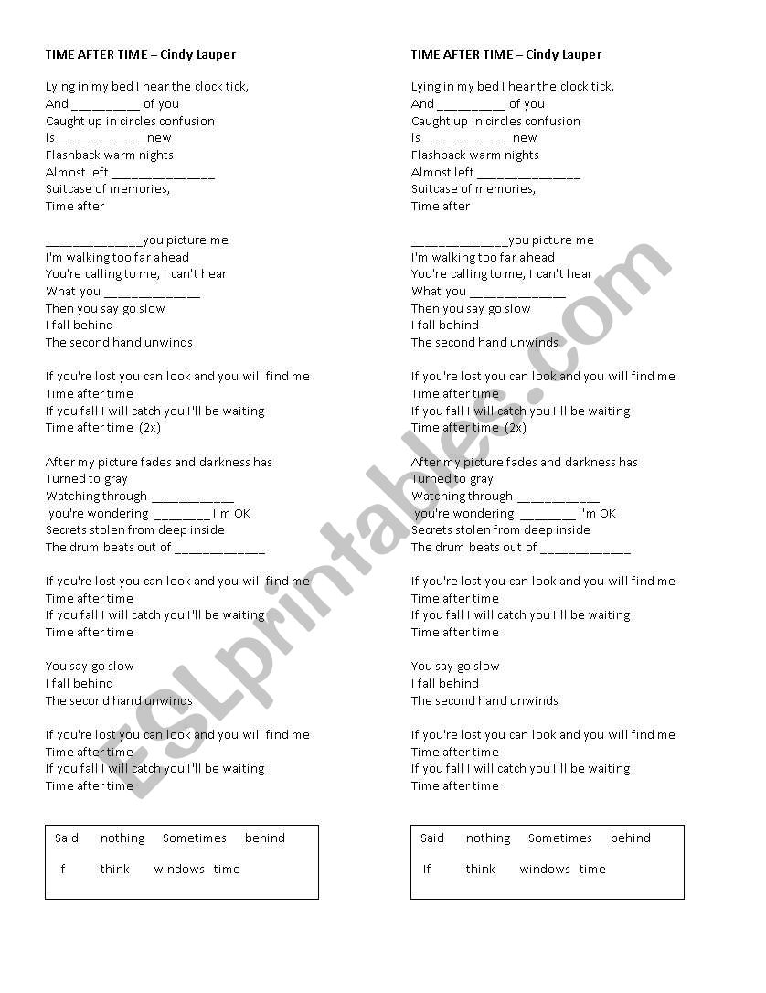 1st conditional - song activity - Time after time