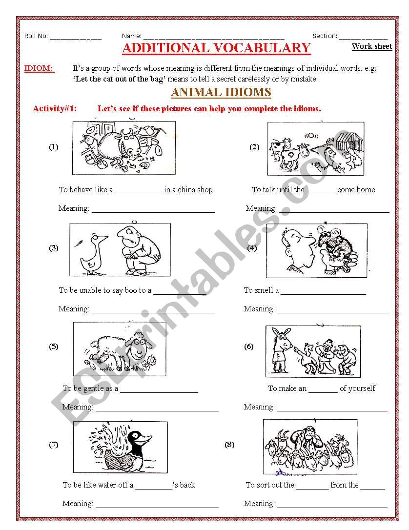 Idioms and their Usage (Animal Idioms)