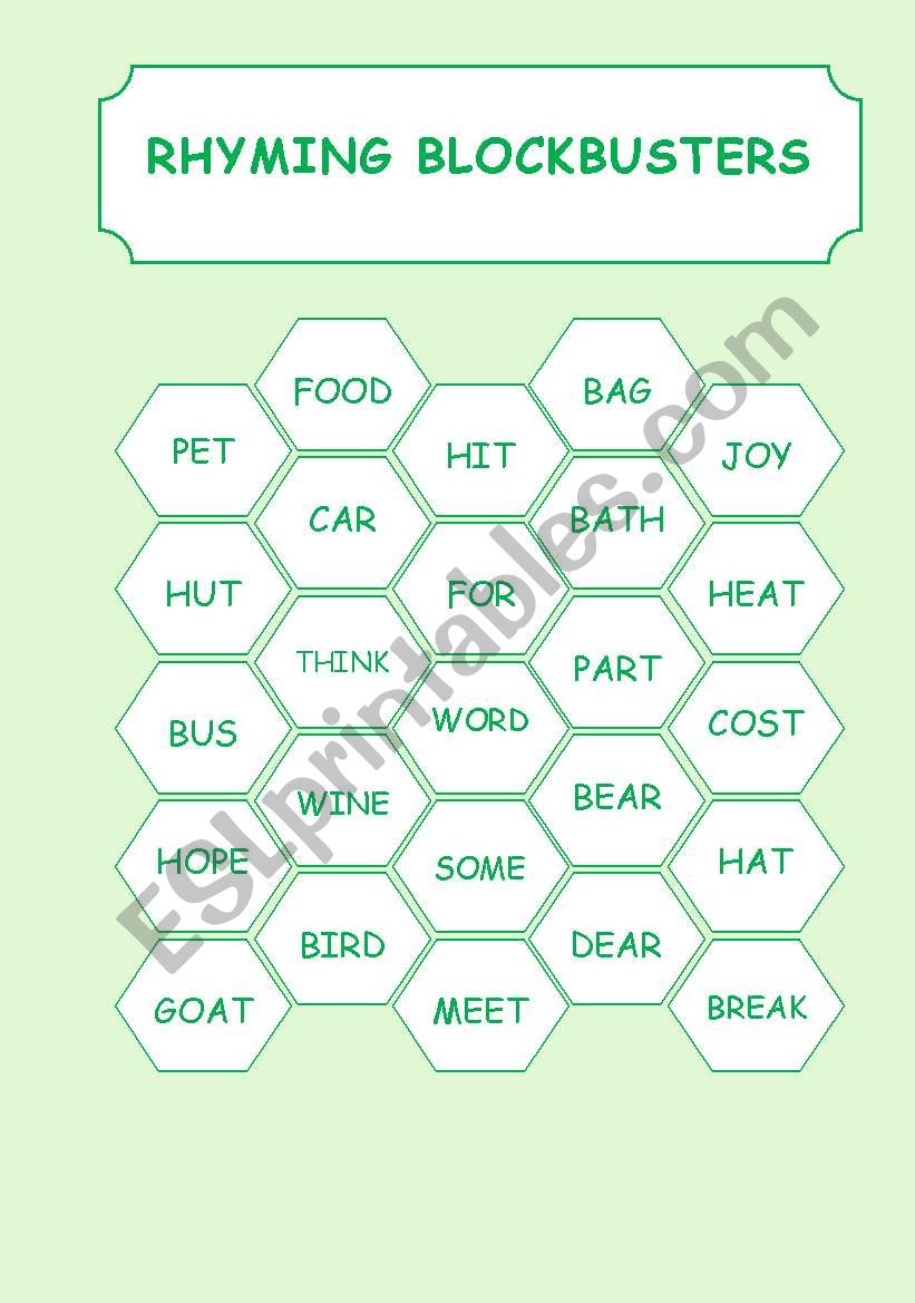 RHYMING BLOCKBUSTERS worksheet