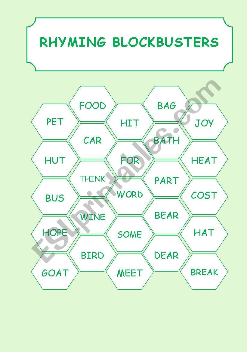 RHYMING BLOCKBUSTERS worksheet