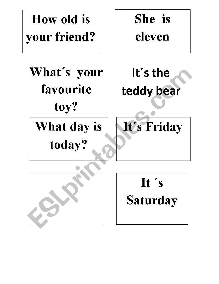 game worksheet