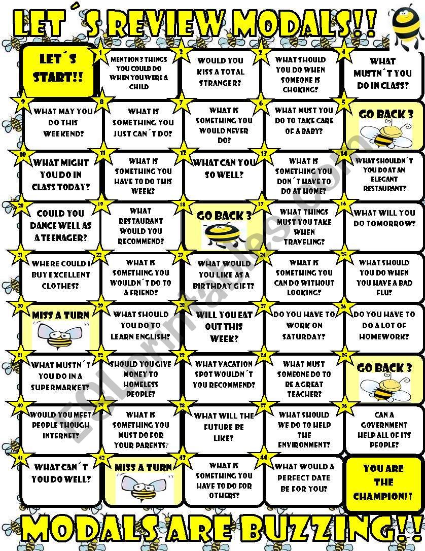 modal review board game worksheet