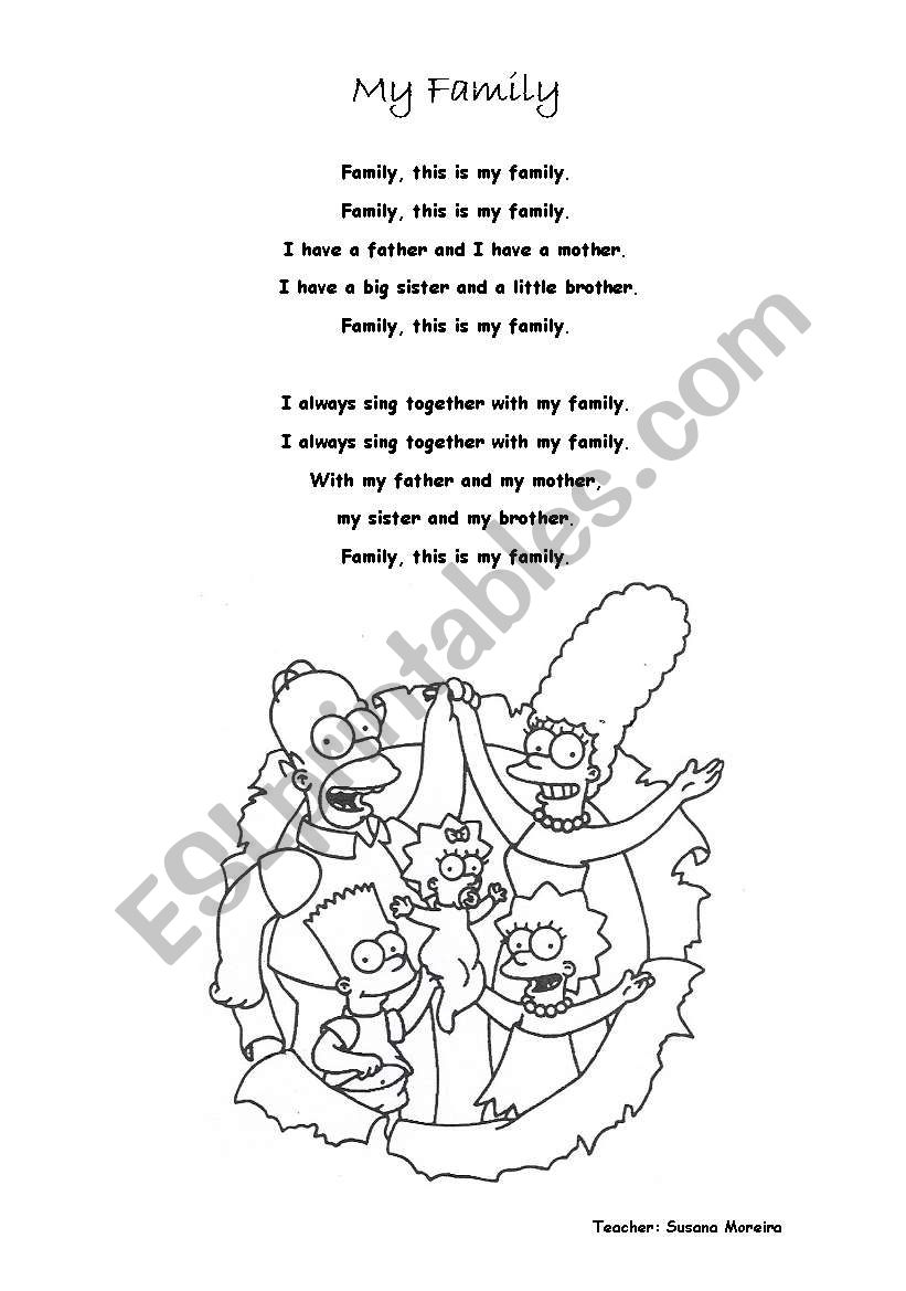 My family song worksheet