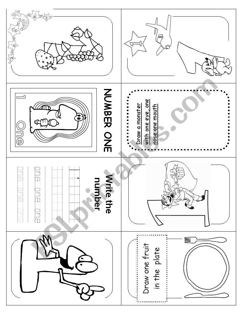 Number minibook ONE (1/10) worksheet