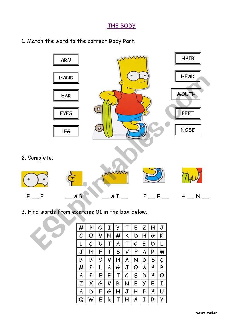 Body Parts worksheet