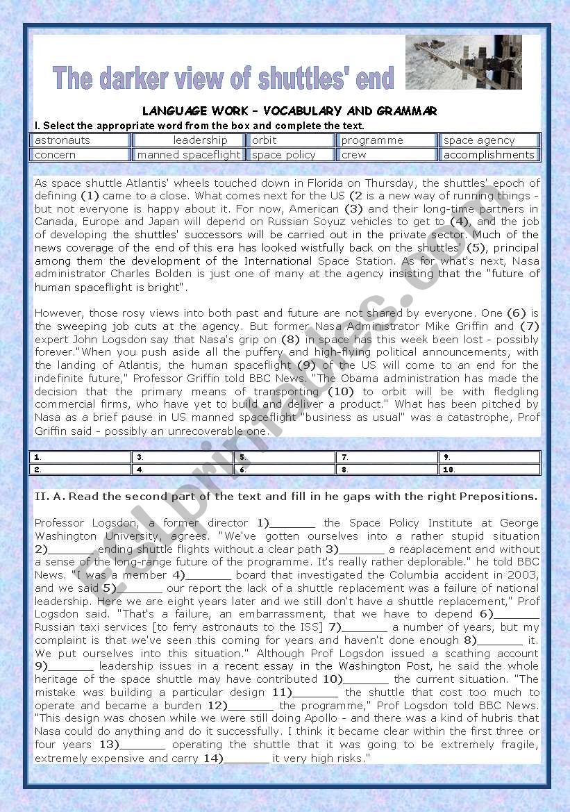 SPACE EXPLORATION -THE DARKER VIEW OF SHUTTLESÂ´ END
