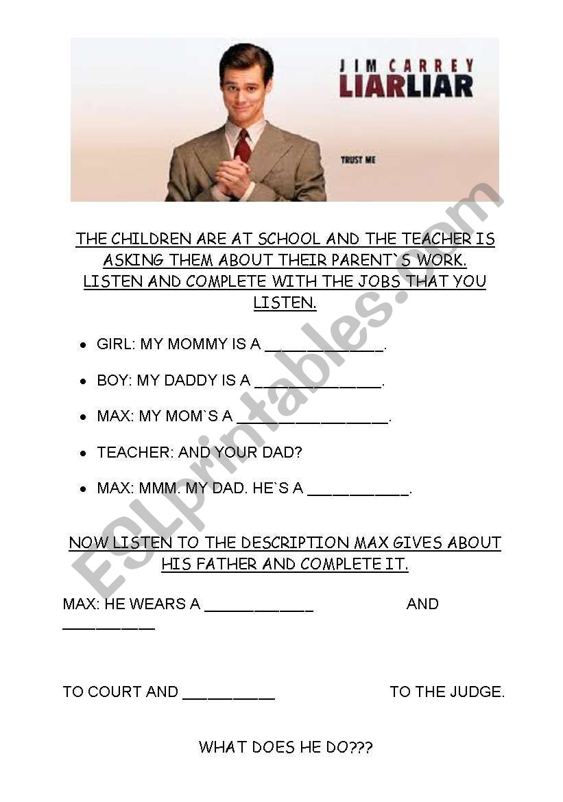 LIAR LIAR worksheet