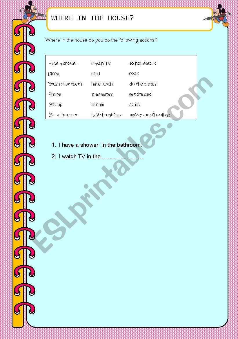 Where in the house? worksheet