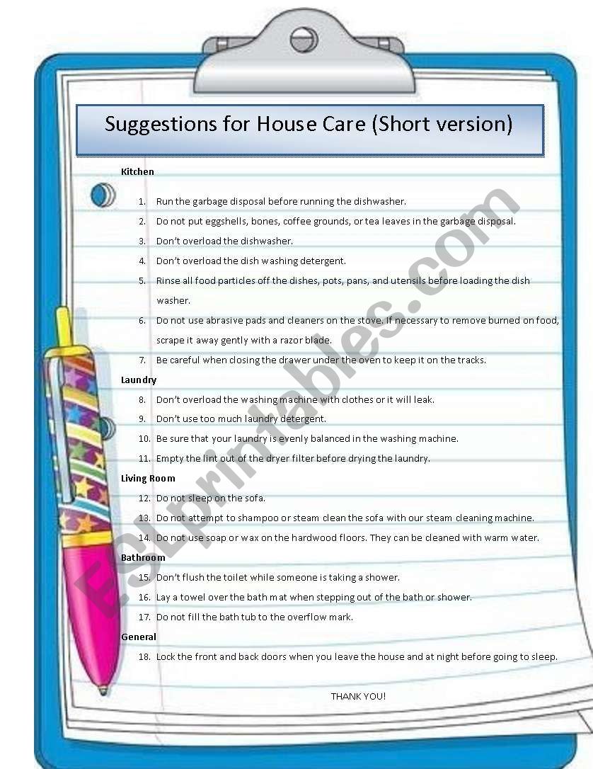 House care rules for housemates, renters, and house sitters