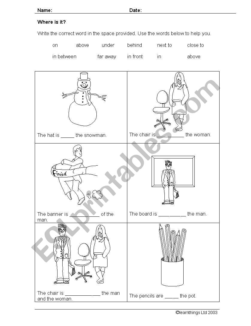 Position word worksheet worksheet