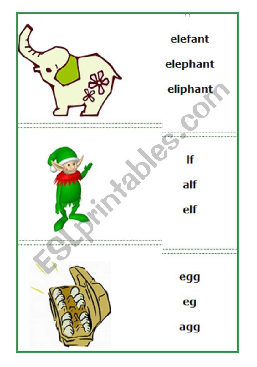 phonic E worksheet