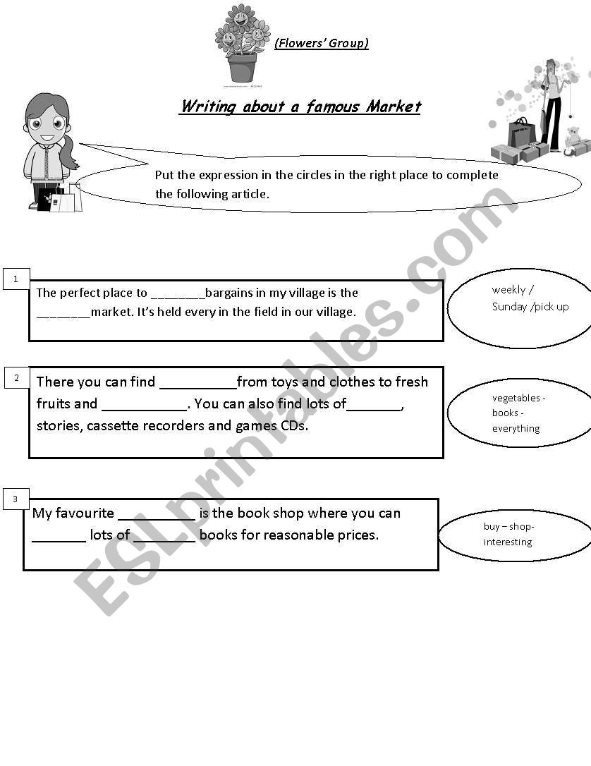 writing about a market worksheet