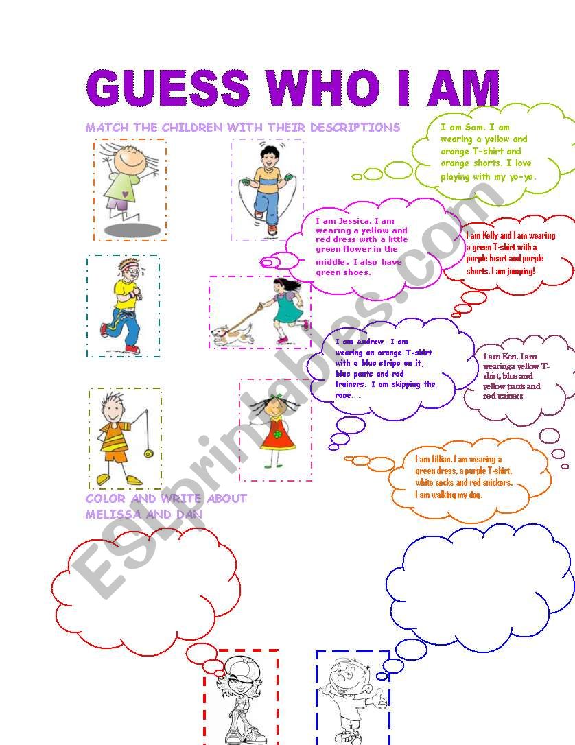 Who am I?  worksheet