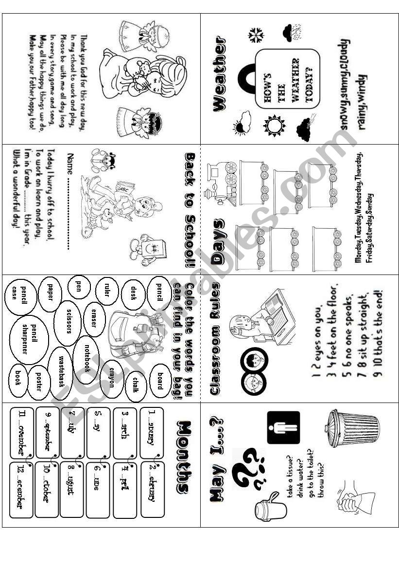 Back to School (minibook) worksheet