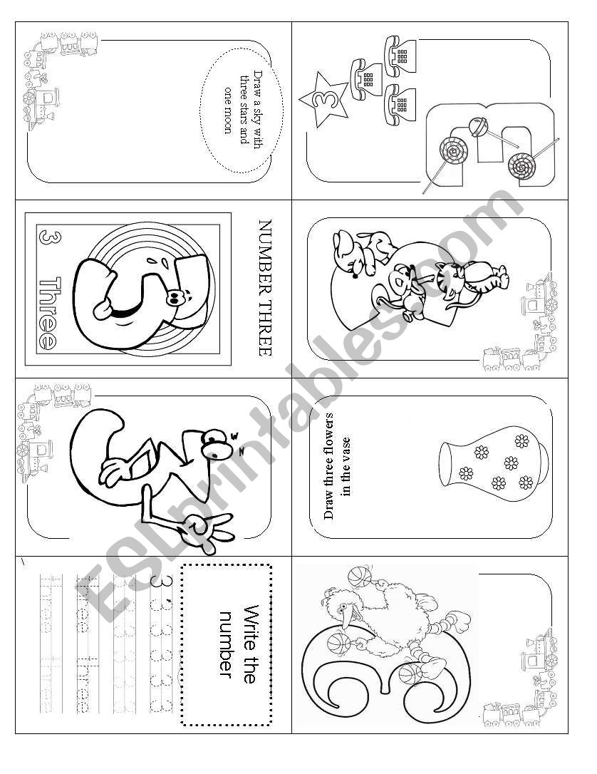 Number minibook THREE (3/10) worksheet