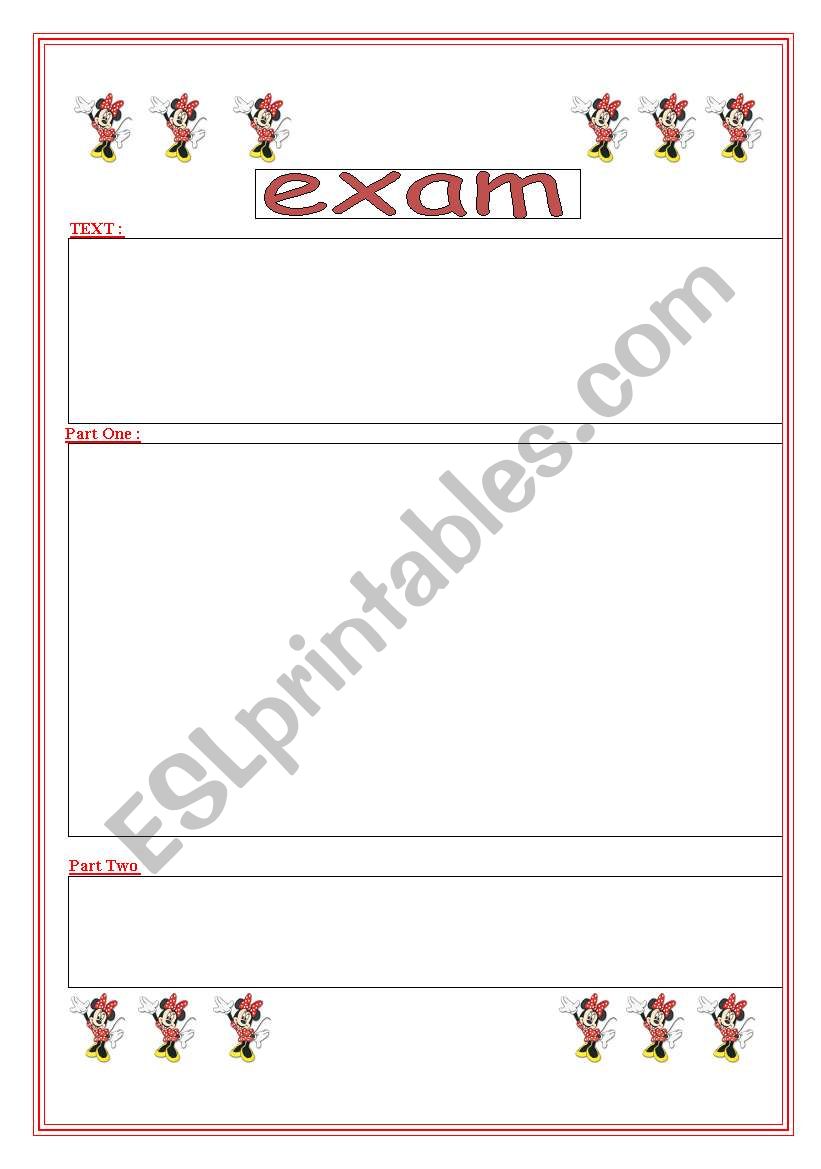 exam template worksheet
