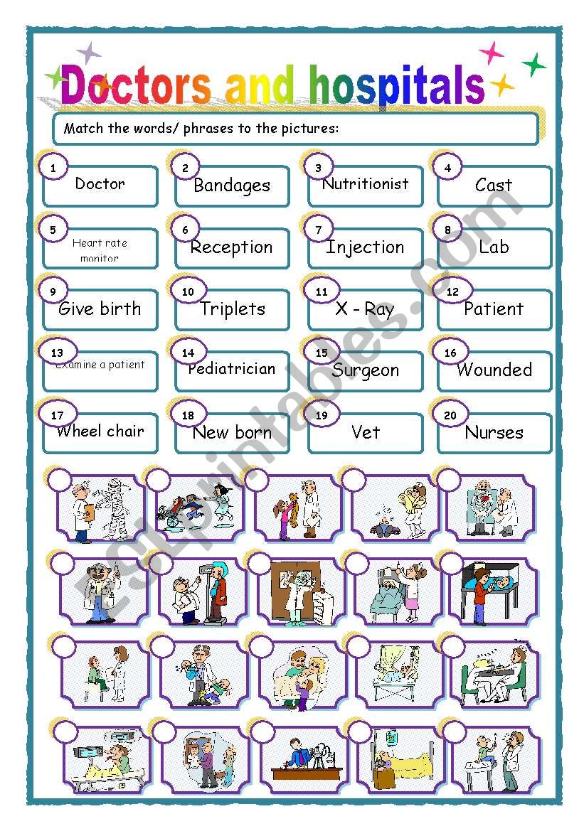 Doctors and hospitals (Matching exercise)