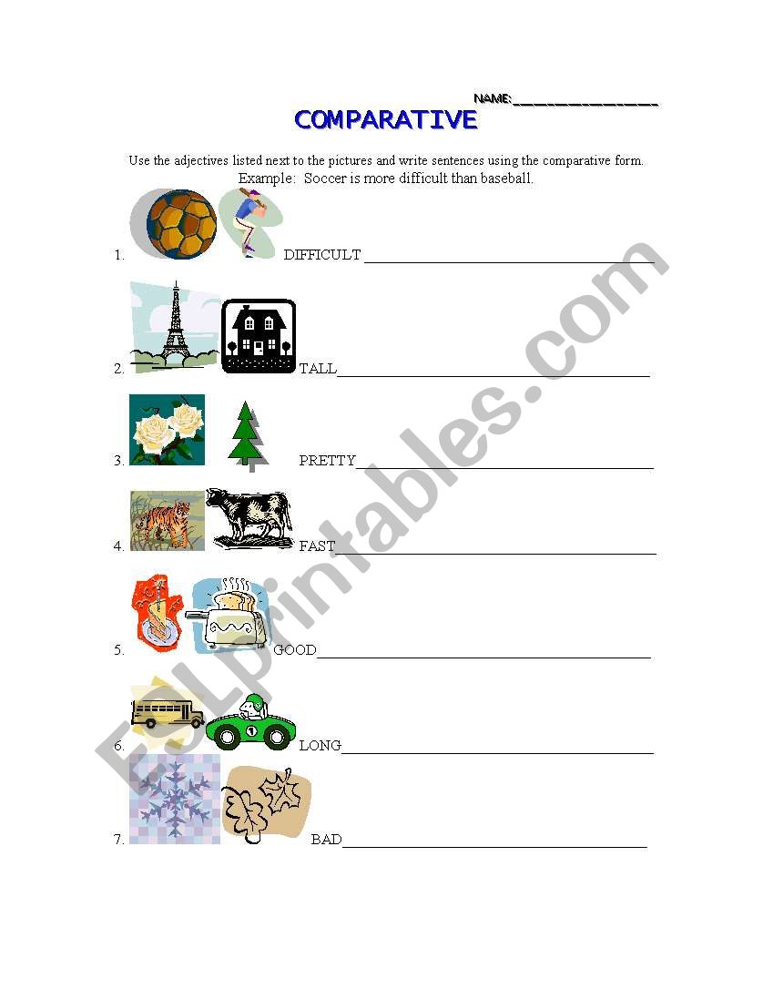 Comparative Worksheet  worksheet